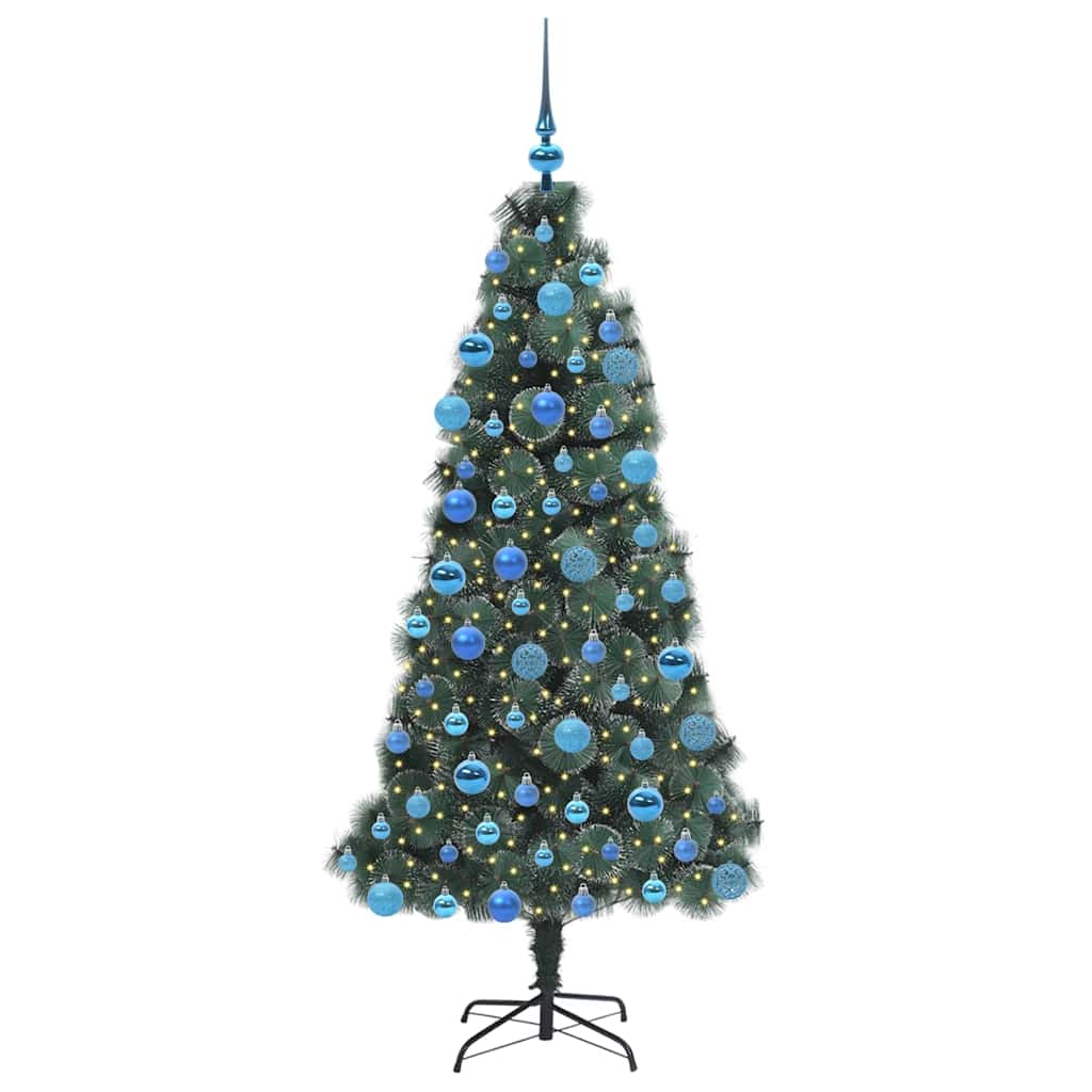 vidaXL Artificial Pre-lit Christmas Tree with Ball Set Green 180 cm - 48939