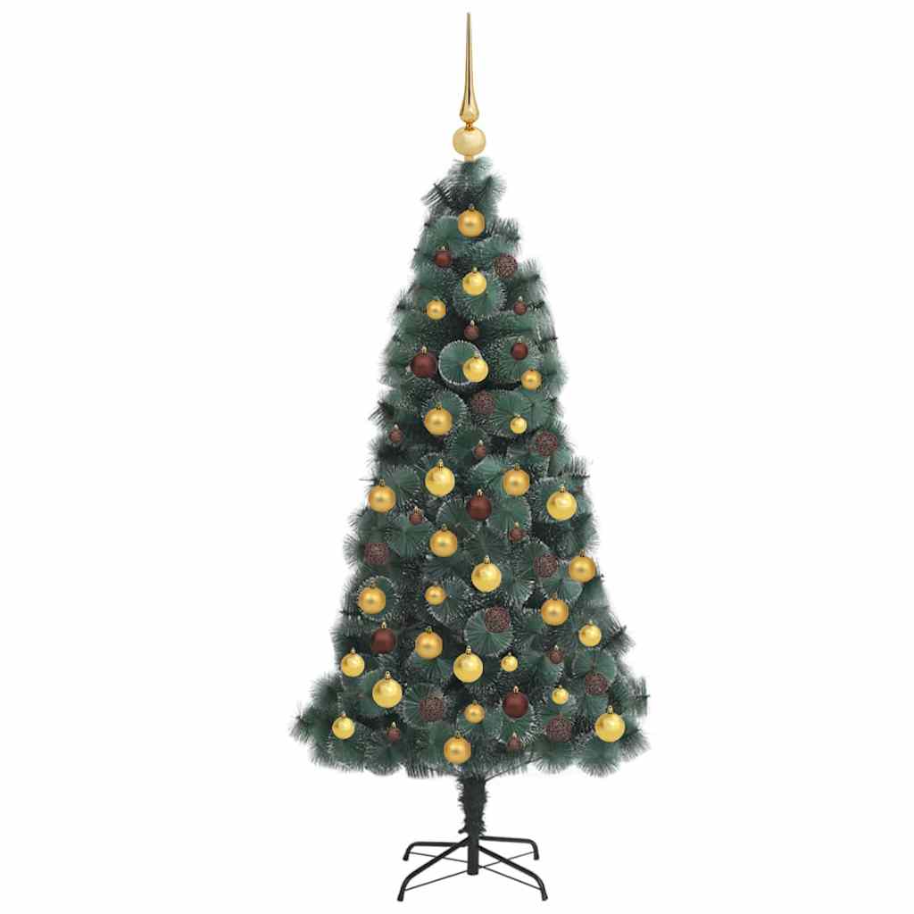 vidaXL Artificial Pre-lit Christmas Tree with Ball Set Green 210 cm