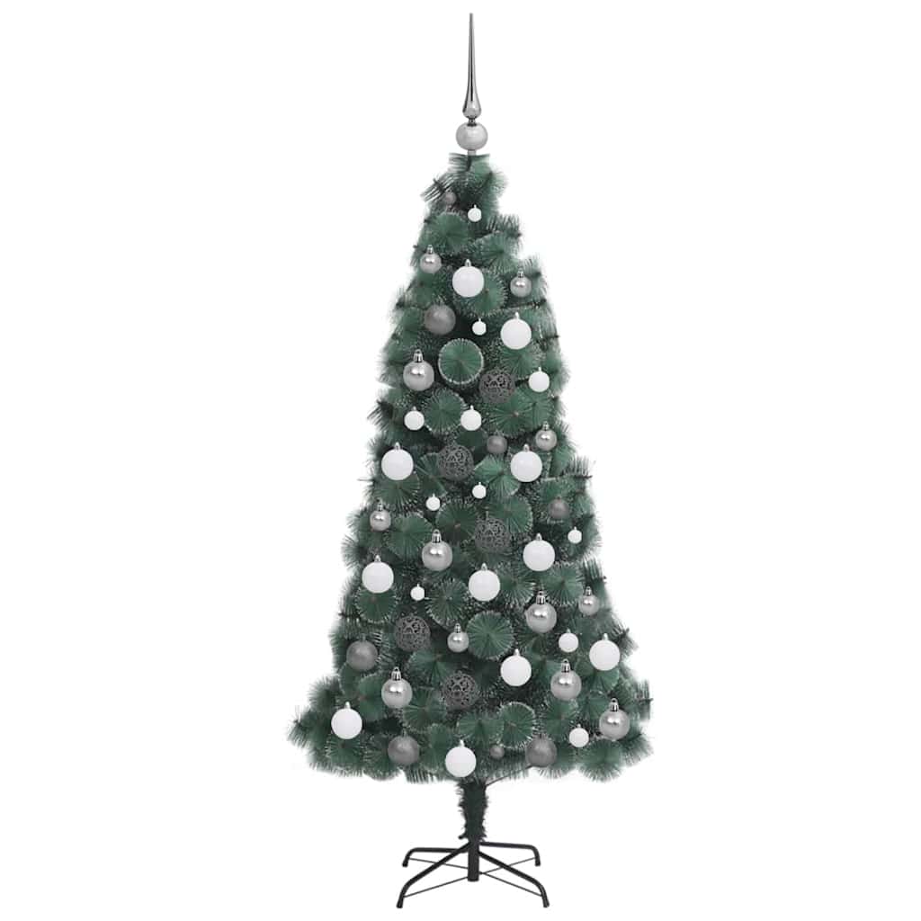 vidaXL Artificial Pre-lit Christmas Tree with Ball Set Green 210 cm - 48943