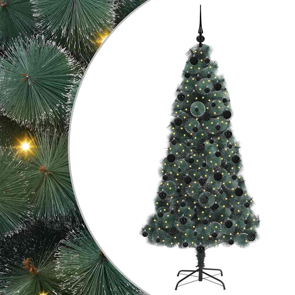 vidaXL Artificial Pre-lit Christmas Tree with Ball Set Green 210 cm - 48956