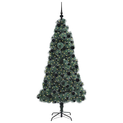 vidaXL Artificial Pre-lit Christmas Tree with Ball Set Green 210 cm - 48956