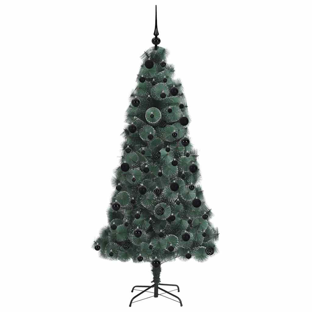 vidaXL Artificial Pre-lit Christmas Tree with Ball Set Green 210 cm - 48956