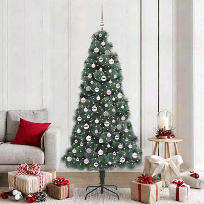 vidaXL Artificial Pre-lit Christmas Tree with Ball Set Green 210 cm - 48963