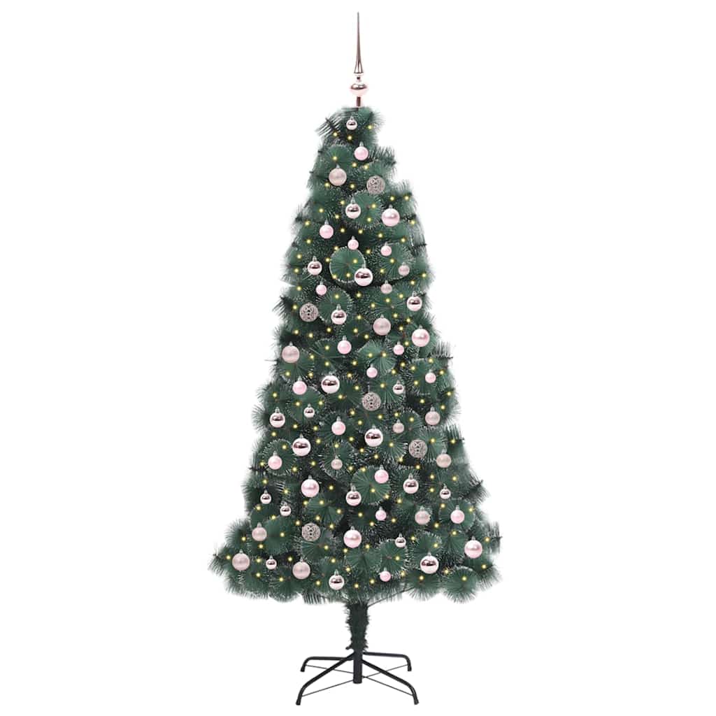 vidaXL Artificial Pre-lit Christmas Tree with Ball Set Green 210 cm - 48963