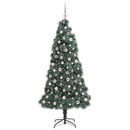 vidaXL Artificial Pre-lit Christmas Tree with Ball Set Green 210 cm - 48963