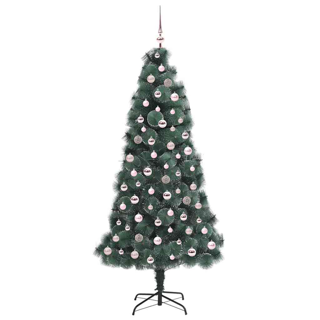 vidaXL Artificial Pre-lit Christmas Tree with Ball Set Green 210 cm - 48963