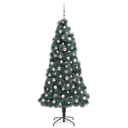 vidaXL Artificial Pre-lit Christmas Tree with Ball Set Green 210 cm - 48963