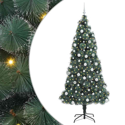 vidaXL Artificial Pre-lit Christmas Tree with Ball Set Green 210 cm - 48964