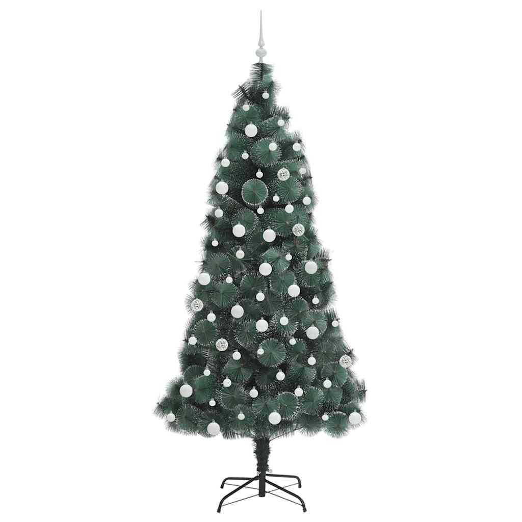 vidaXL Artificial Pre-lit Christmas Tree with Ball Set Green 210 cm - 48964