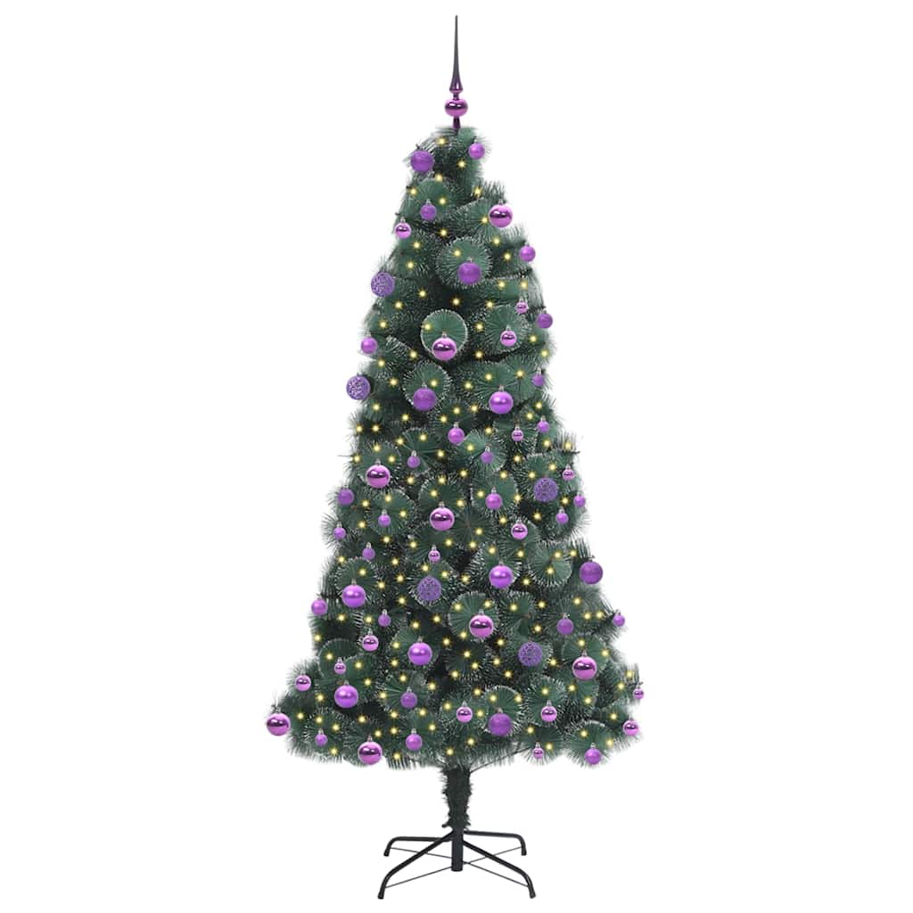 vidaXL Artificial Pre-lit Christmas Tree with Ball Set Green 210 cm - 48967