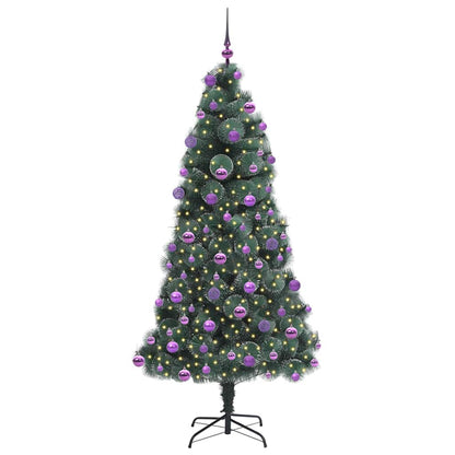vidaXL Artificial Pre-lit Christmas Tree with Ball Set Green 210 cm - 48967