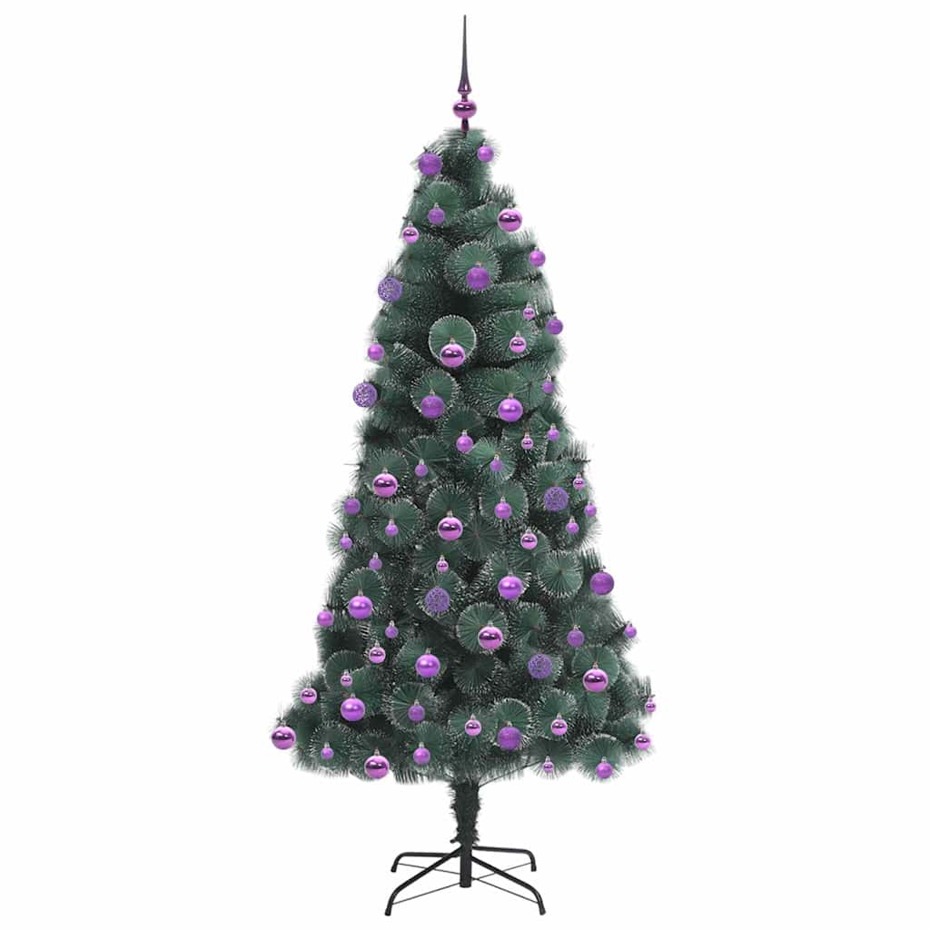 vidaXL Artificial Pre-lit Christmas Tree with Ball Set Green 210 cm - 48967