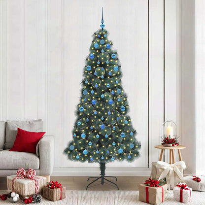 vidaXL Artificial Pre-lit Christmas Tree with Ball Set Green 210 cm - 48978