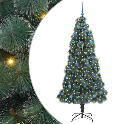 vidaXL Artificial Pre-lit Christmas Tree with Ball Set Green 210 cm - 48978