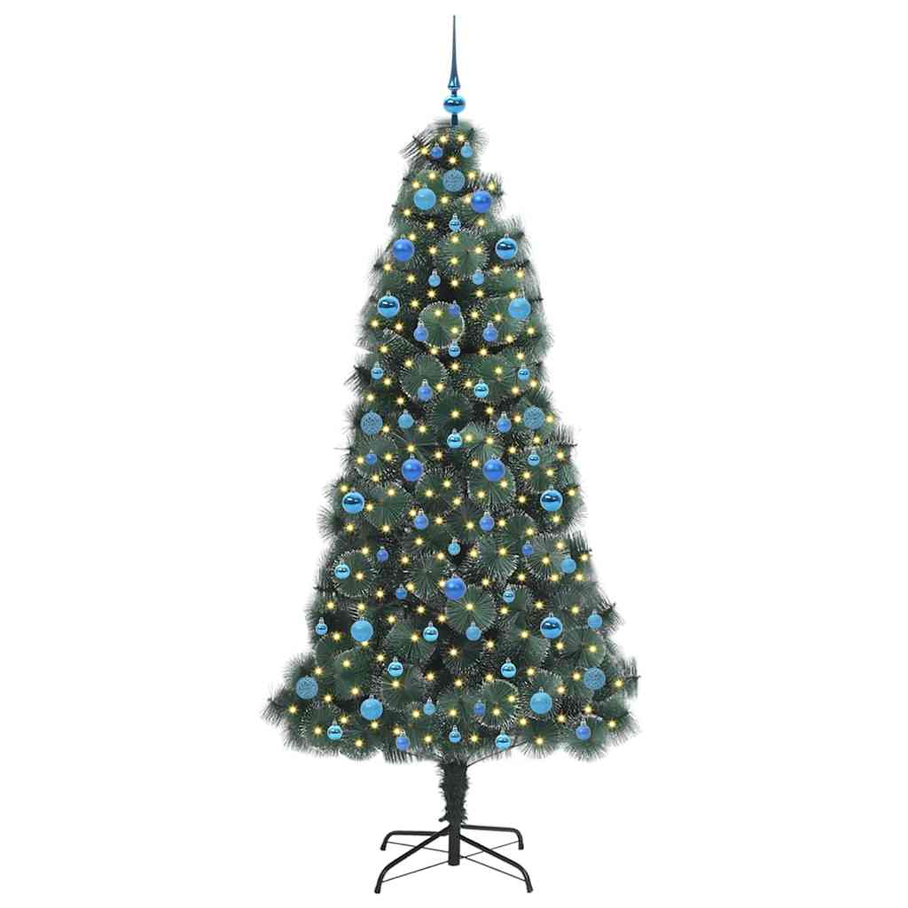 vidaXL Artificial Pre-lit Christmas Tree with Ball Set Green 210 cm - 48978
