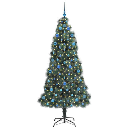 vidaXL Artificial Pre-lit Christmas Tree with Ball Set Green 210 cm - 48978