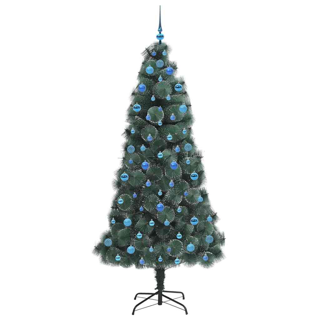 vidaXL Artificial Pre-lit Christmas Tree with Ball Set Green 210 cm - 48978
