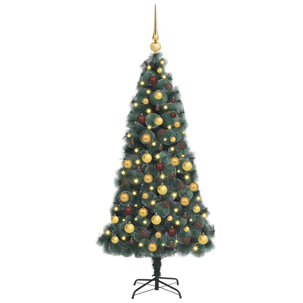 vidaXL Artificial Pre-lit Christmas Tree with Ball Set Green 240 cm
