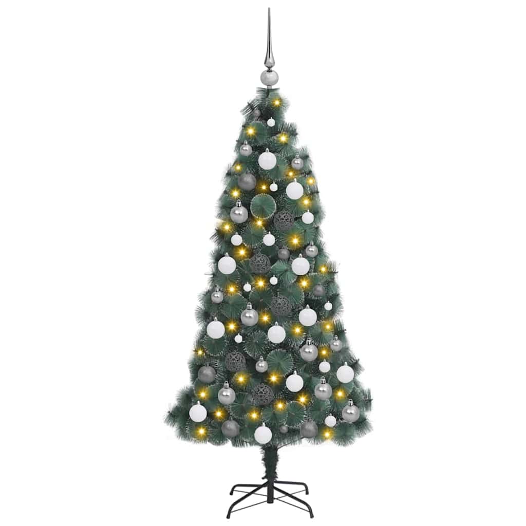 vidaXL Artificial Pre-lit Christmas Tree with Ball Set Green 240 cm - 48986