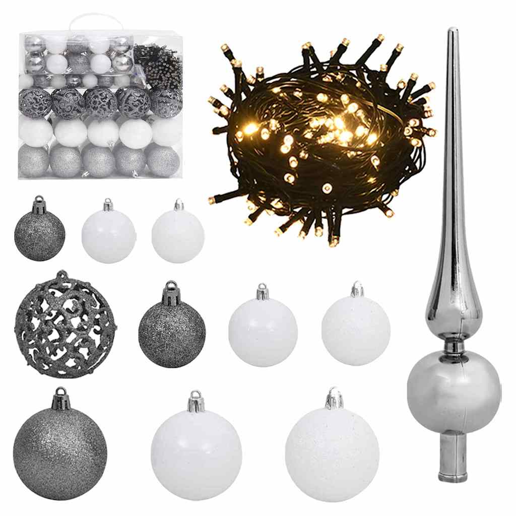 vidaXL Artificial Pre-lit Christmas Tree with Ball Set Green 240 cm - 48986