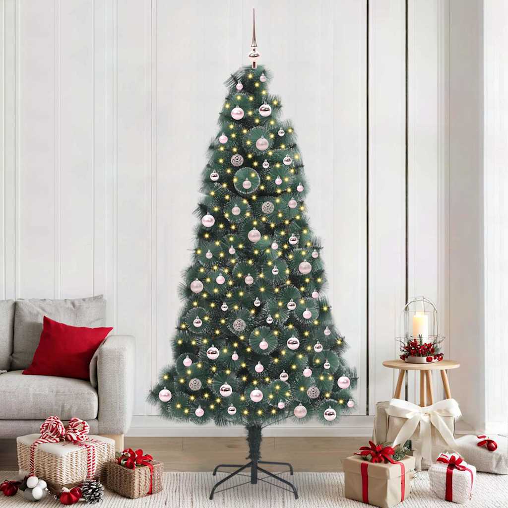 vidaXL Artificial Pre-lit Christmas Tree with Ball Set Green 240 cm - 48998
