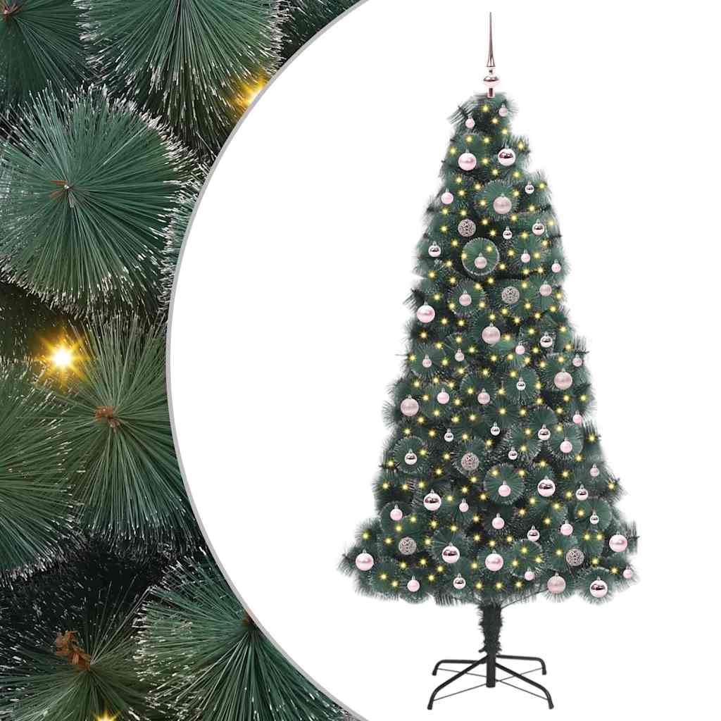 vidaXL Artificial Pre-lit Christmas Tree with Ball Set Green 240 cm - 48998