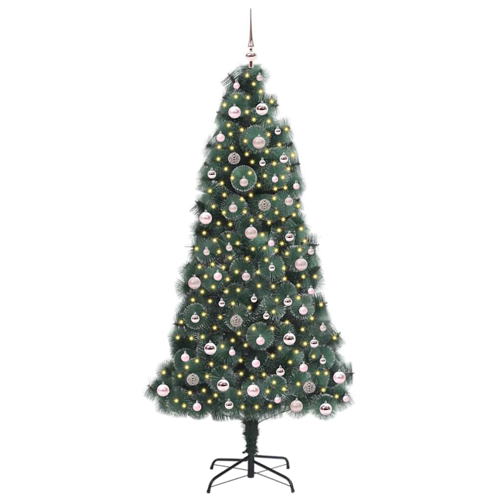 vidaXL Artificial Pre-lit Christmas Tree with Ball Set Green 240 cm - 48998