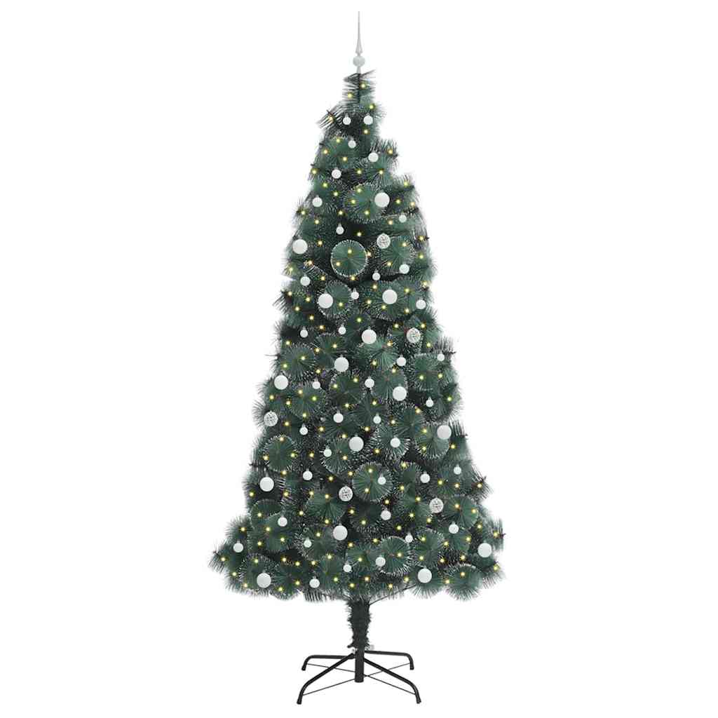 vidaXL Artificial Pre-lit Christmas Tree with Ball Set Green 240 cm - 48999