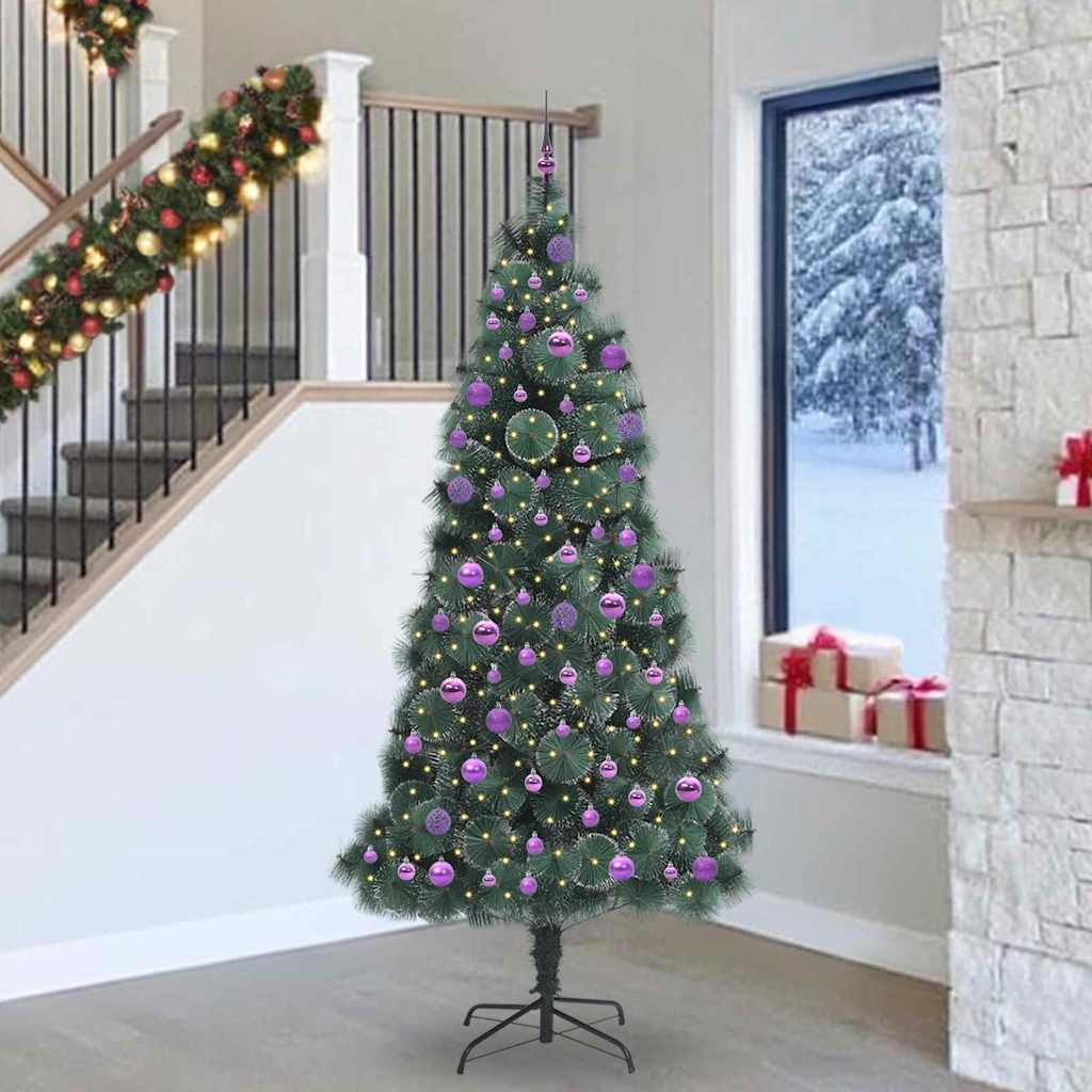 vidaXL Artificial Pre-lit Christmas Tree with Ball Set Green 240 cm - 49000