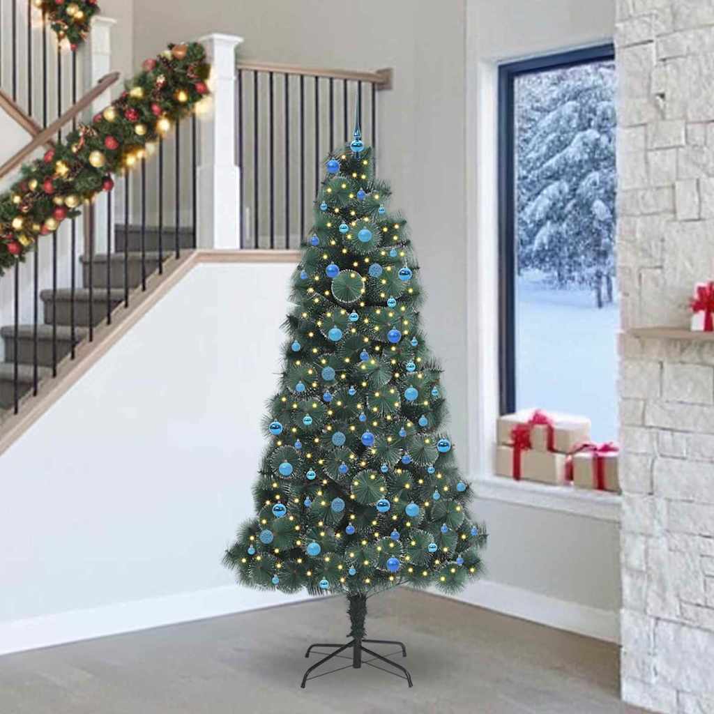 vidaXL Artificial Pre-lit Christmas Tree with Ball Set Green 240 cm - 49001