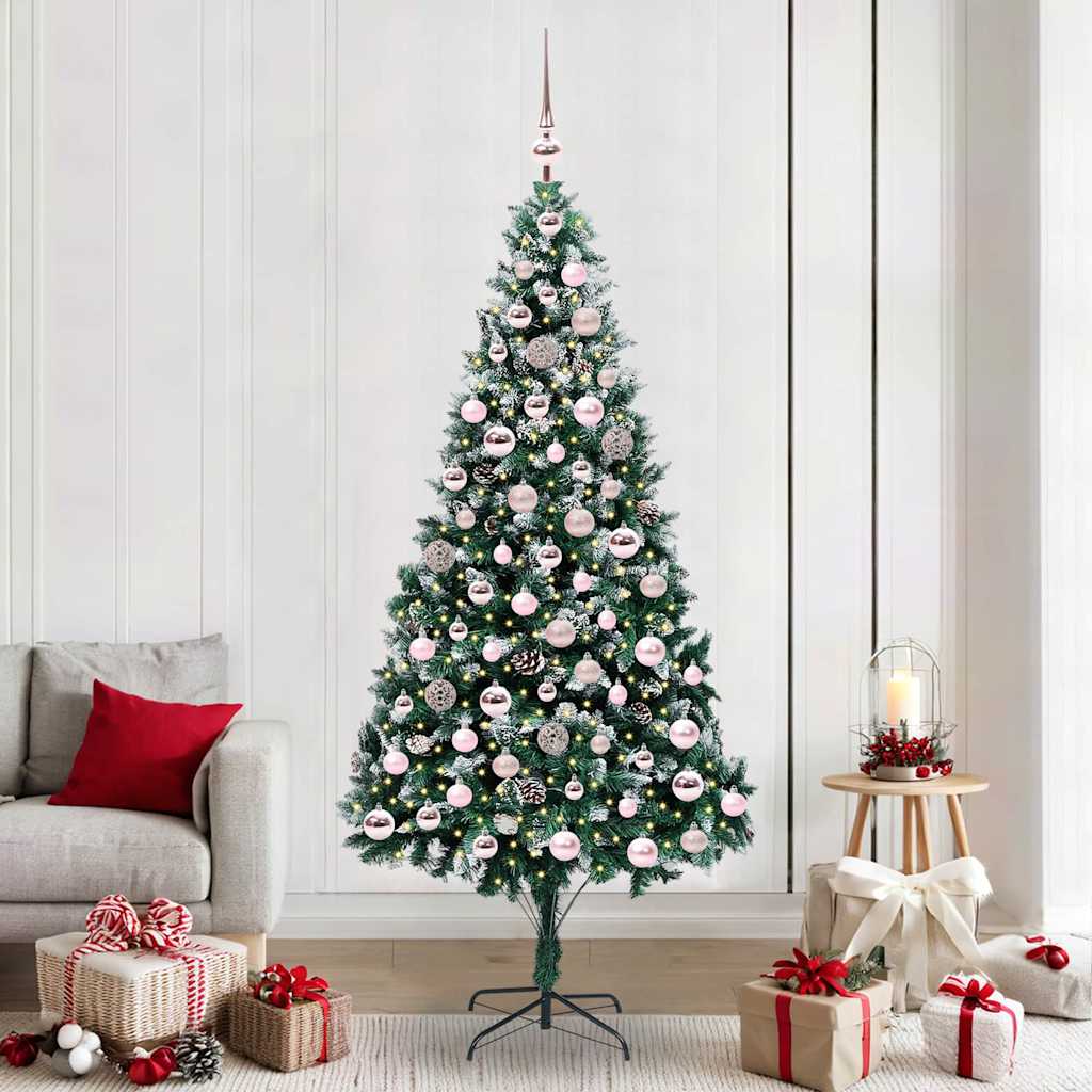 vidaXL Artificial Christmas Tree with 300 LEDs with Stand Green 210 cm - 49044
