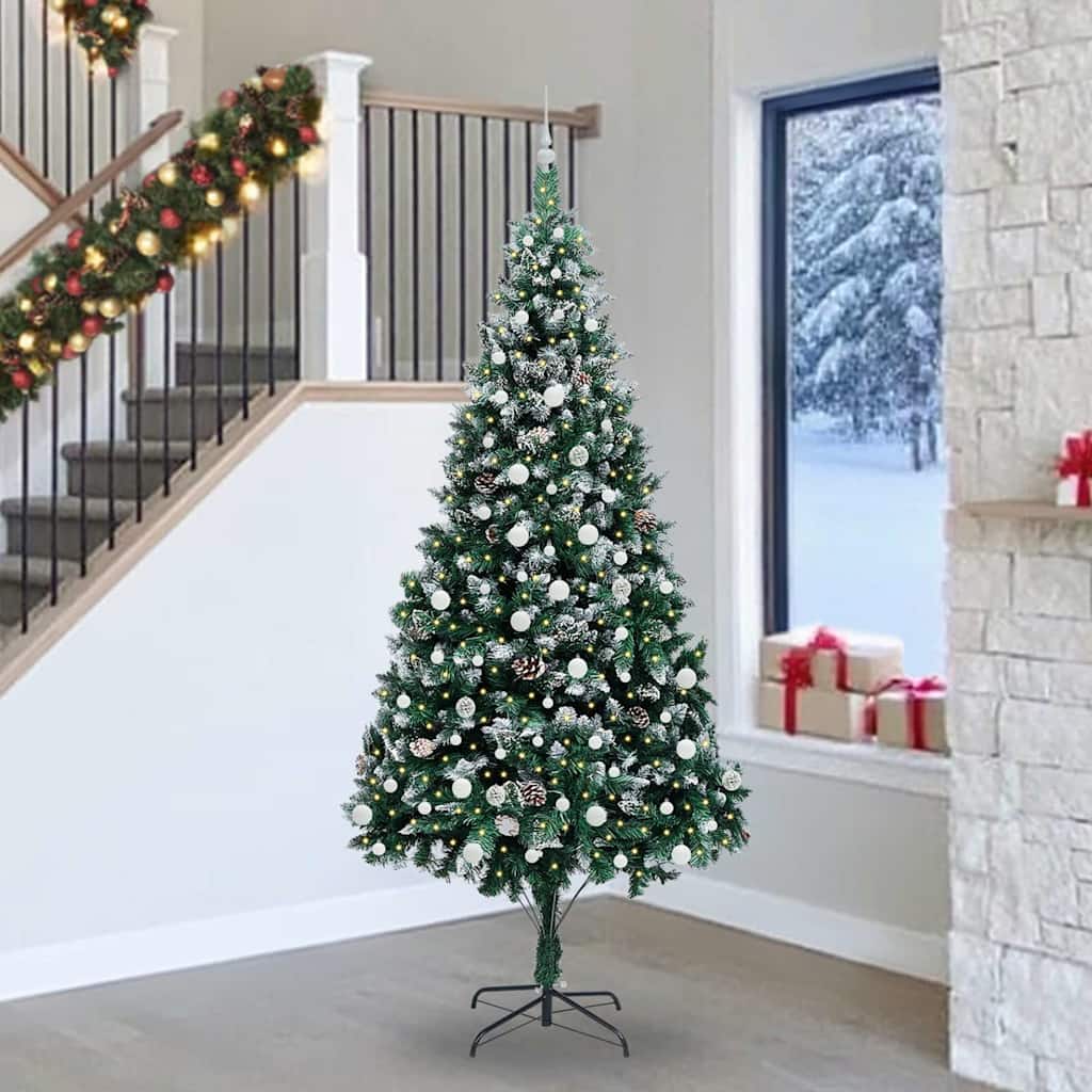 vidaXL Artificial Christmas Tree with 300 LEDs with Stand Green 240 cm - 49076