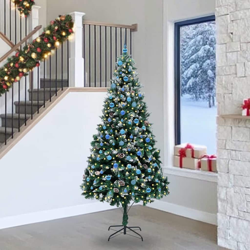 vidaXL Artificial Christmas Tree with 300 LEDs with Stand Green 240 cm - 49086