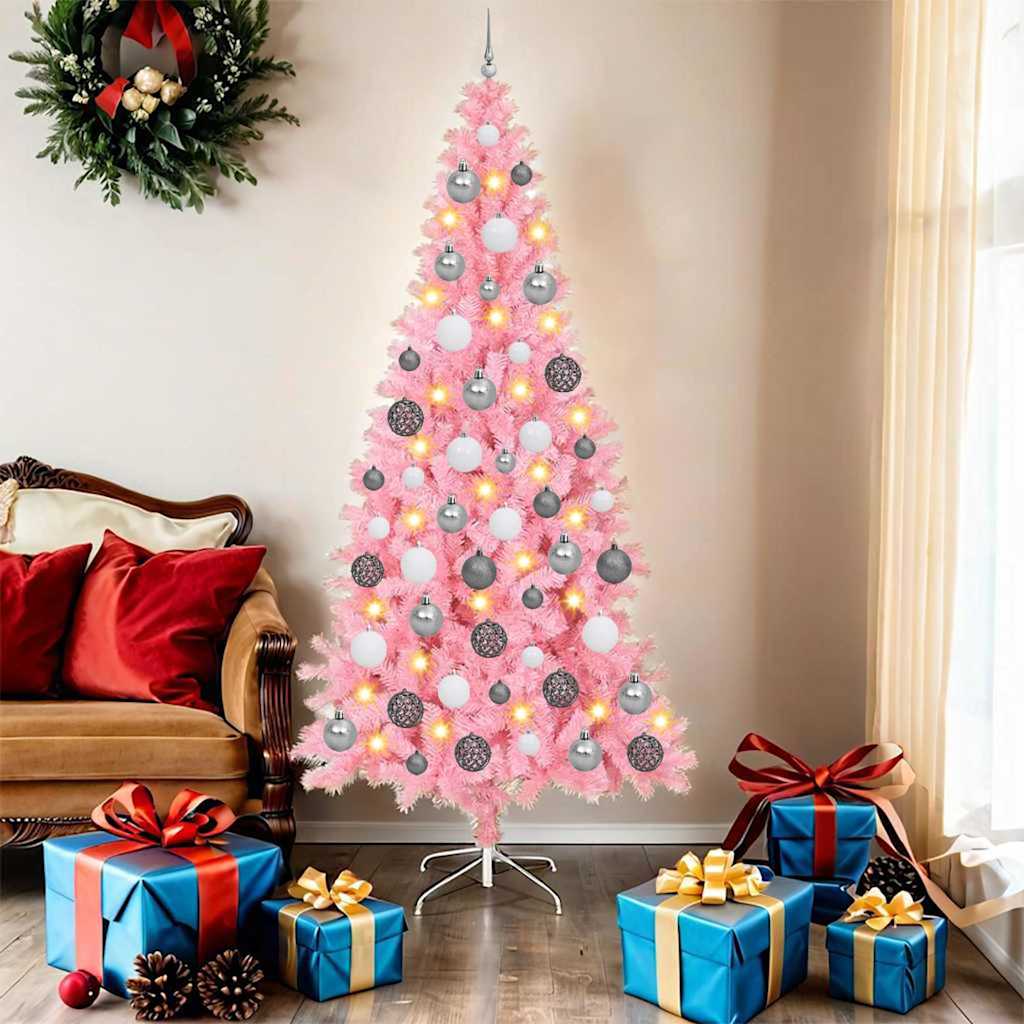 vidaXL Christmas Tree Pink 180 cm PVC - 49539