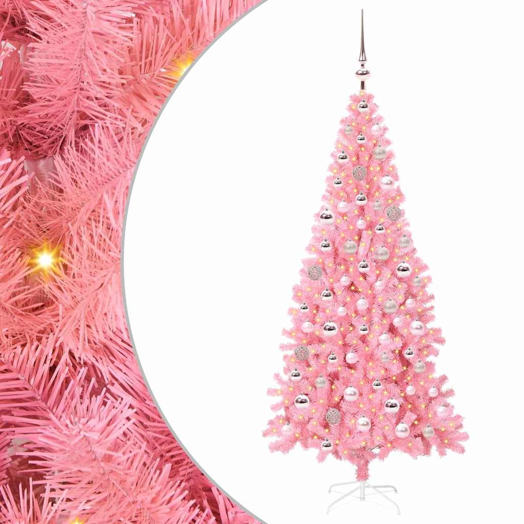 vidaXL Christmas Tree Pink 180 cm PVC - 49548