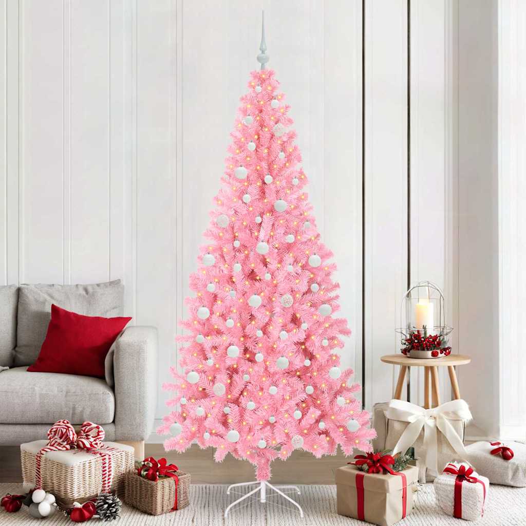 vidaXL Christmas Tree Pink 210 cm PVC - 49574