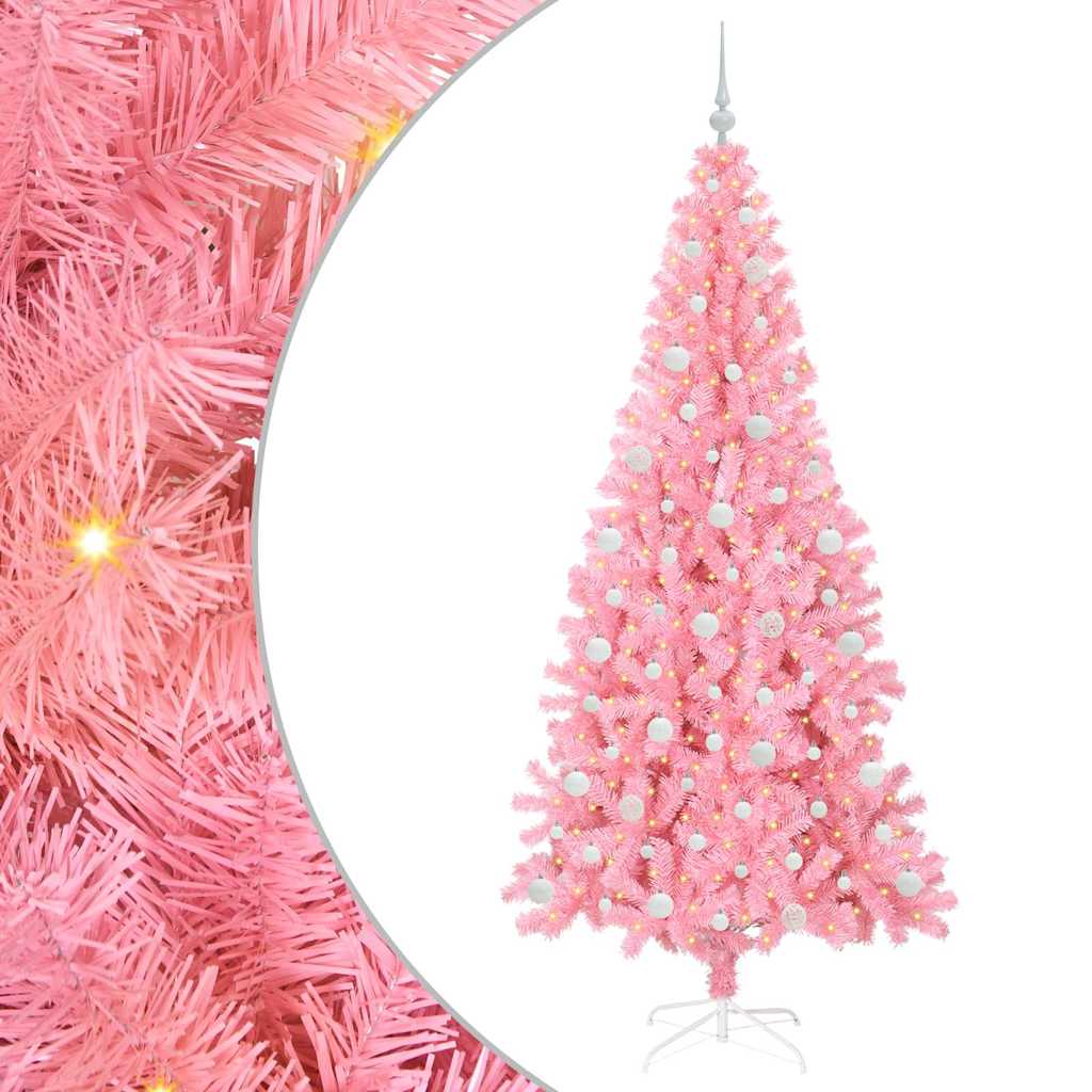 vidaXL Christmas Tree Pink 210 cm PVC - 49574