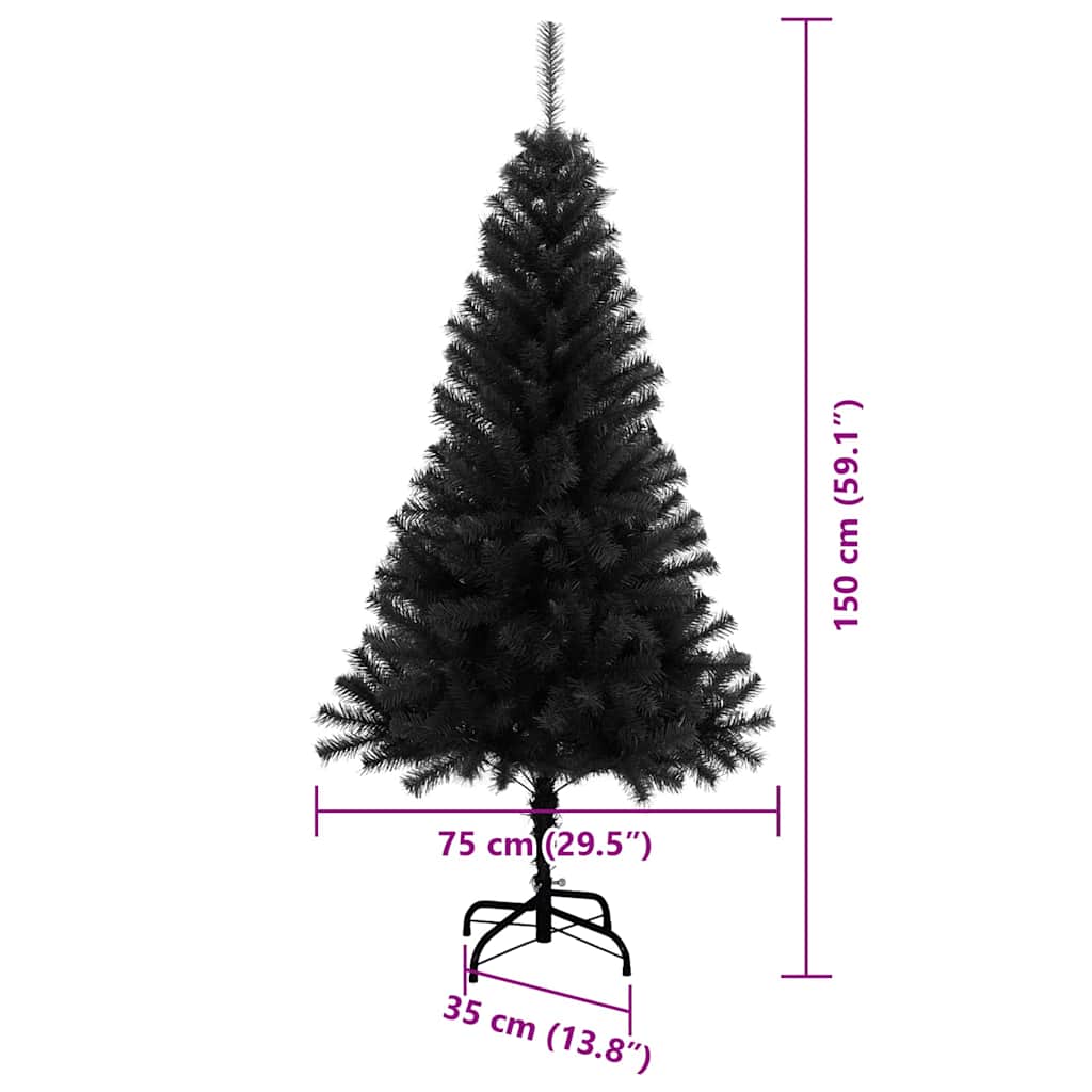vidaXL Christmas Tree Black 150 cm PVC - 49630