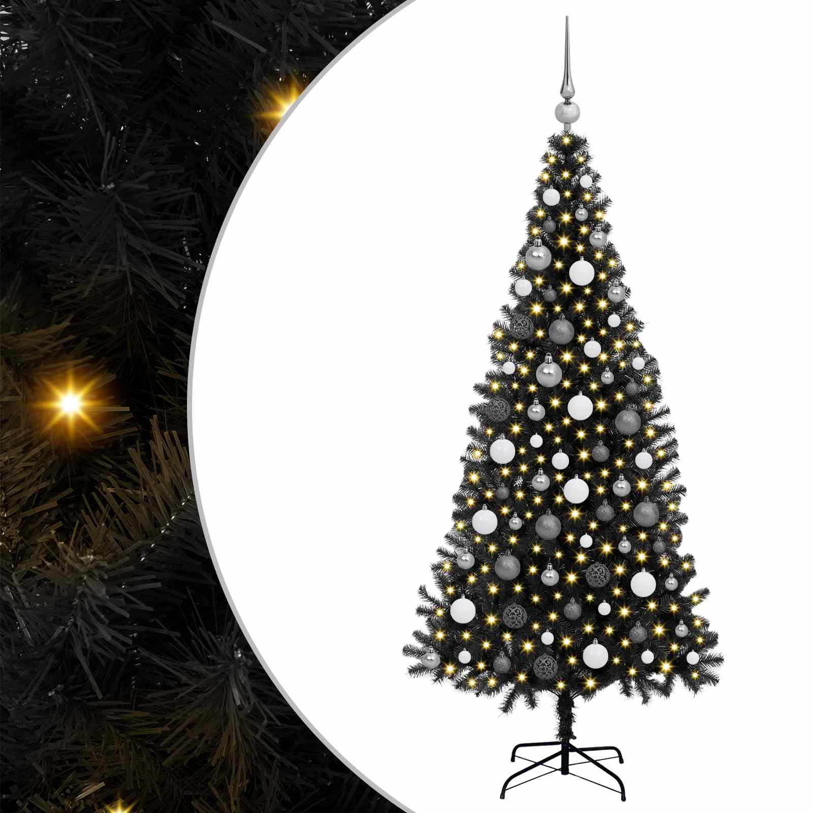 vidaXL Christmas Tree Black 180 cm PVC - 49650