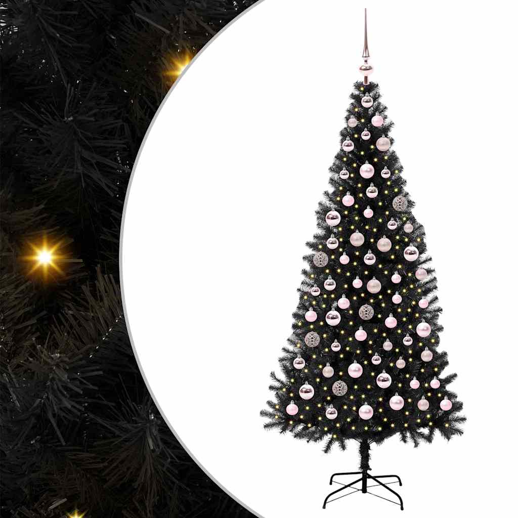 vidaXL Christmas Tree Black 180 cm PVC - 49670