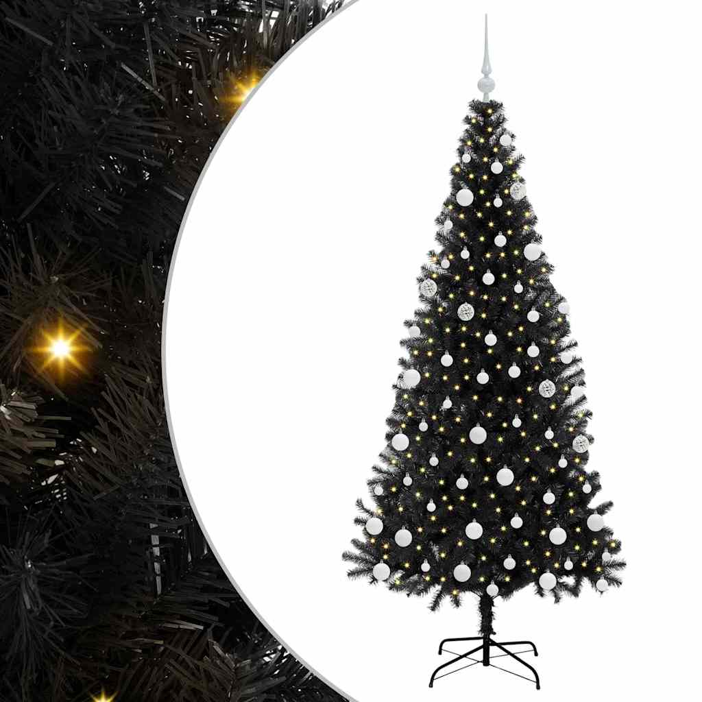 vidaXL Christmas Tree Black 180 cm PVC - 49671