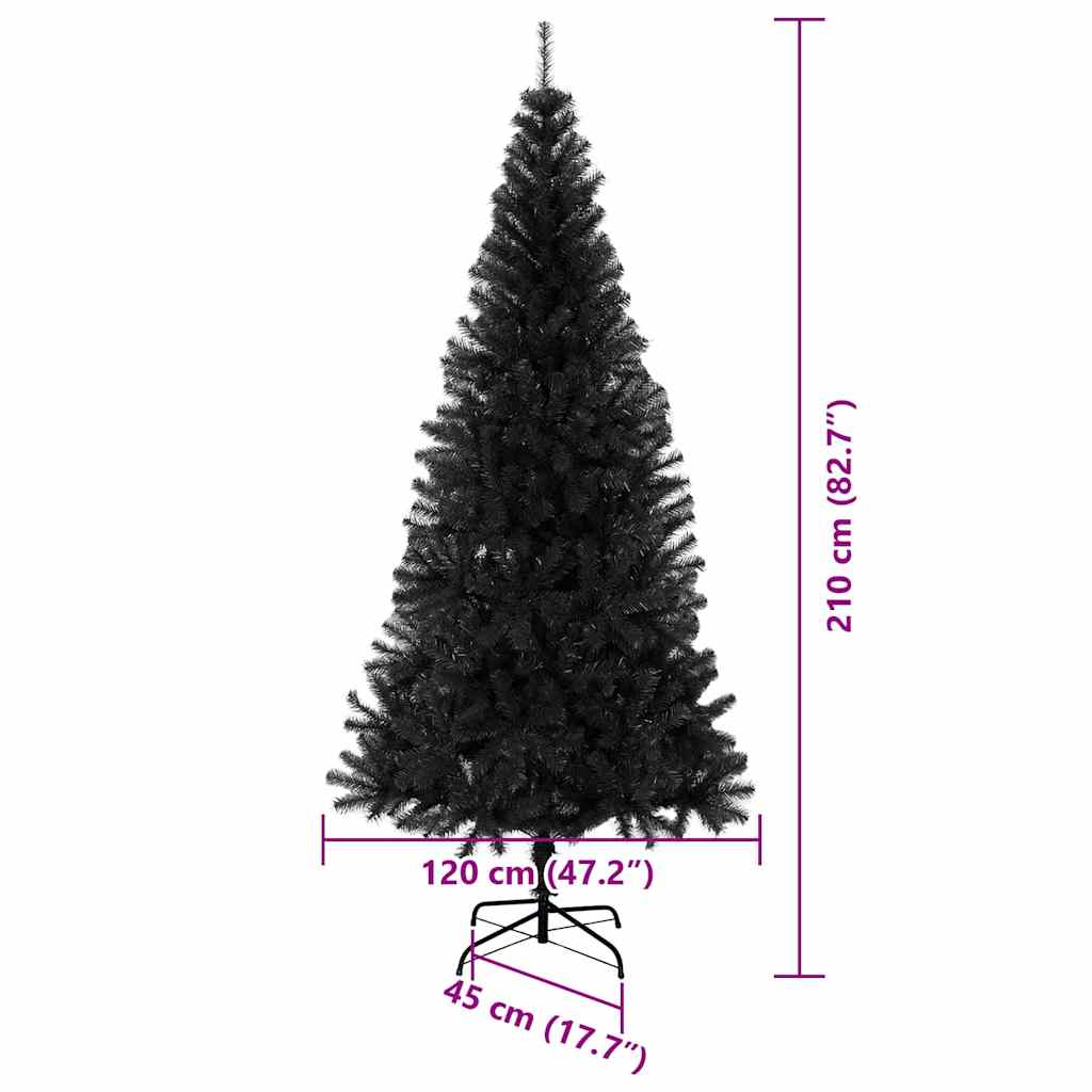 vidaXL Christmas Tree Black 210 cm PVC - 49686