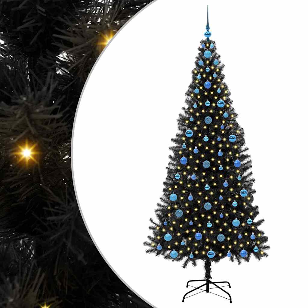 vidaXL Christmas Tree Black 210 cm PVC - 49699