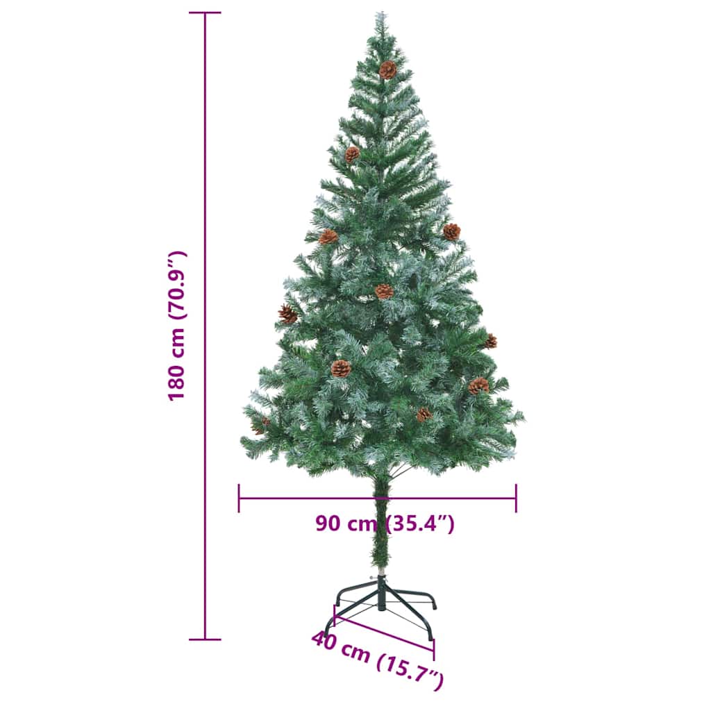 vidaXL Artificial Christmas Tree with Stand Green 180 cm PVC and Steel - 49730