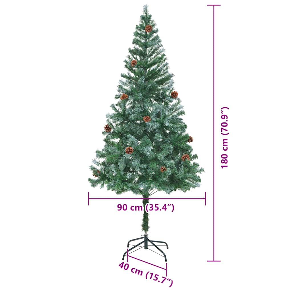 vidaXL Artificial Christmas Tree with Stand Green 180 cm PVC and Steel - 49742