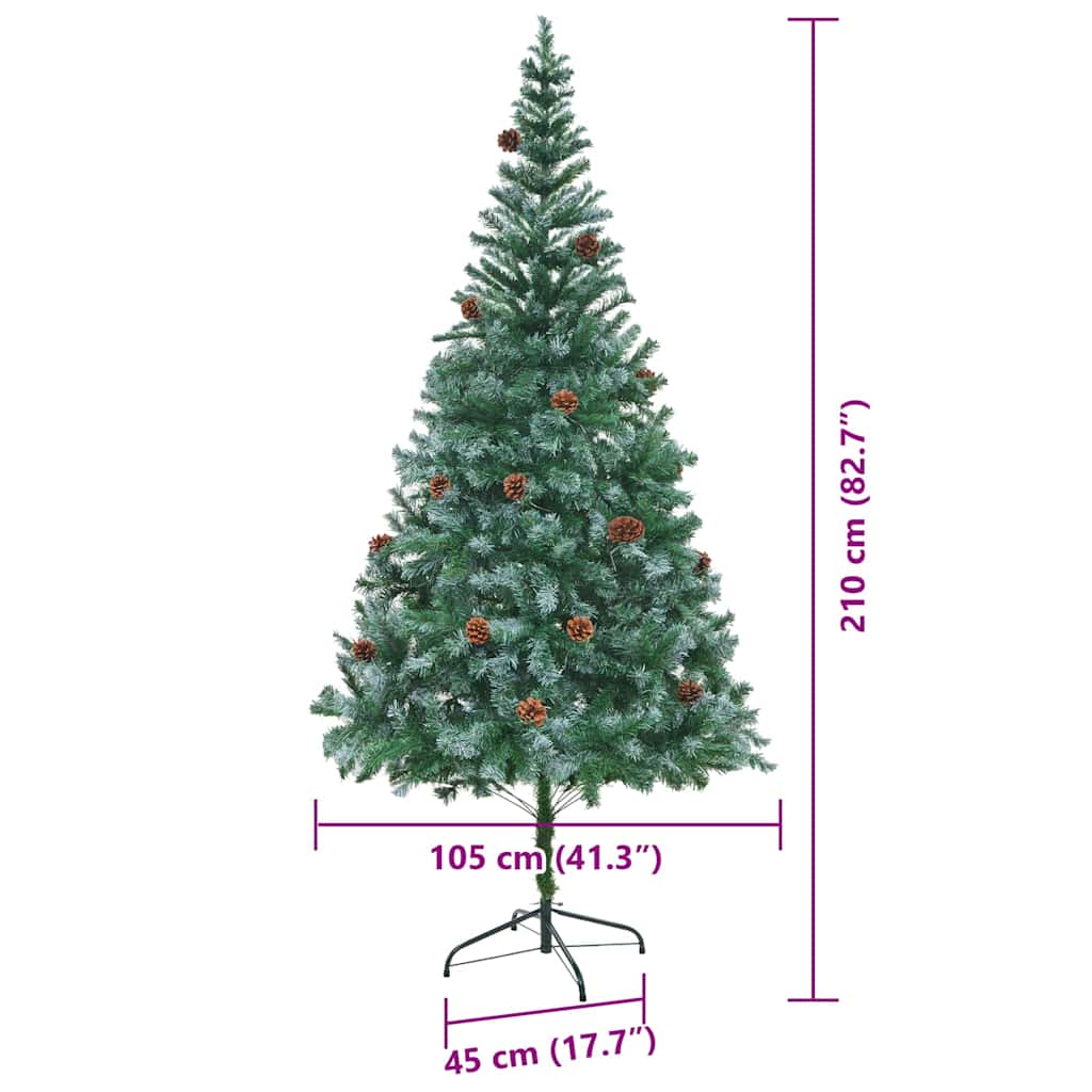 vidaXL Artificial Christmas Tree with Stand Green 210 cm PVC and Steel - 49776