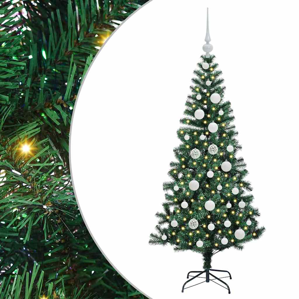 vidaXL Artificial Pre-lit Christmas Tree Green 120 cm PVC and Metal - 49797