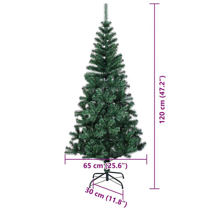 vidaXL Artificial Pre-lit Christmas Tree Green 120 cm PVC and Metal - 49808