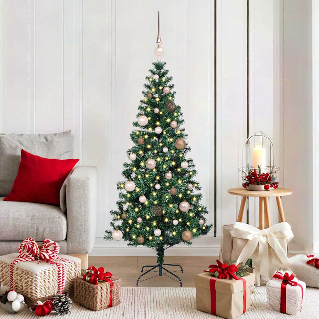 vidaXL Artificial Pre-lit Christmas Tree Green 150 cm PVC and Metal - 49846