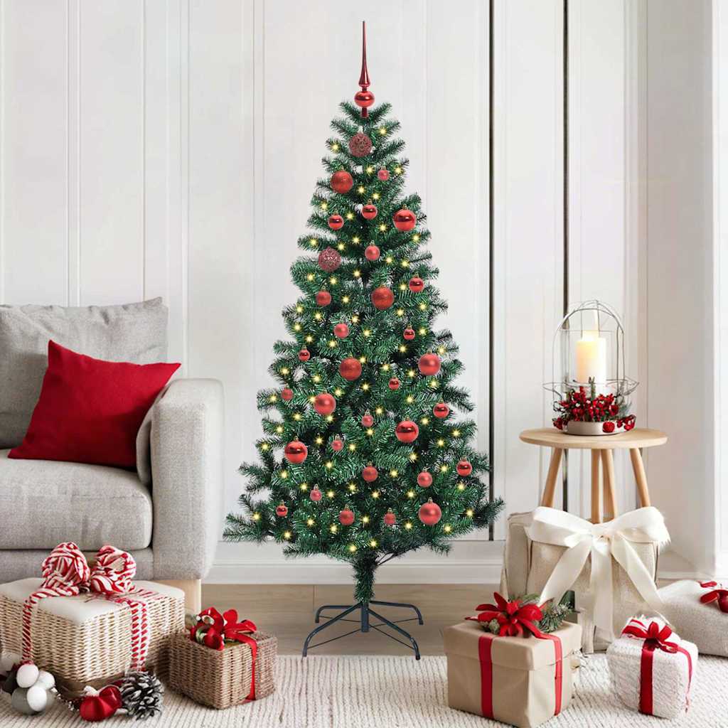 vidaXL Artificial Pre-lit Christmas Tree Green 150 cm PVC and Metal - 49855